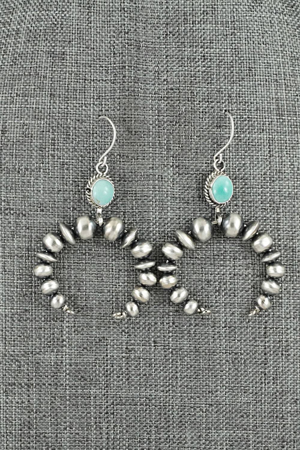 Turquoise & Sterling Silver Navajo Pearl Earrings - Rena Begay
