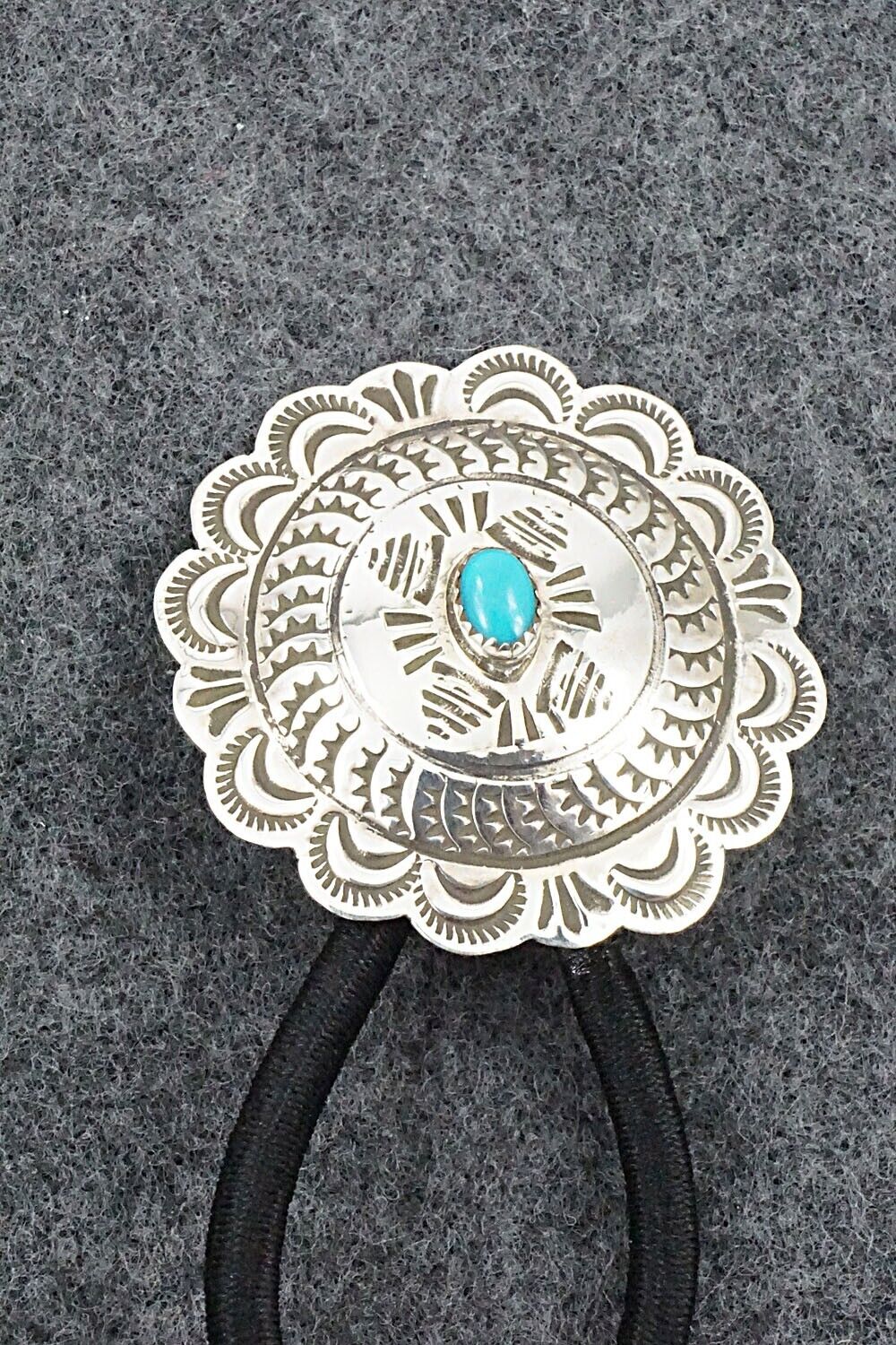 Turquoise & Sterling Silver Hair Tie - Bertha Begay