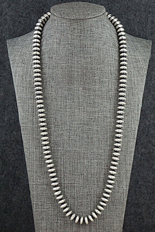 Sterling Silver Navajo Pearl Necklace 24" - Dorinda Mariano