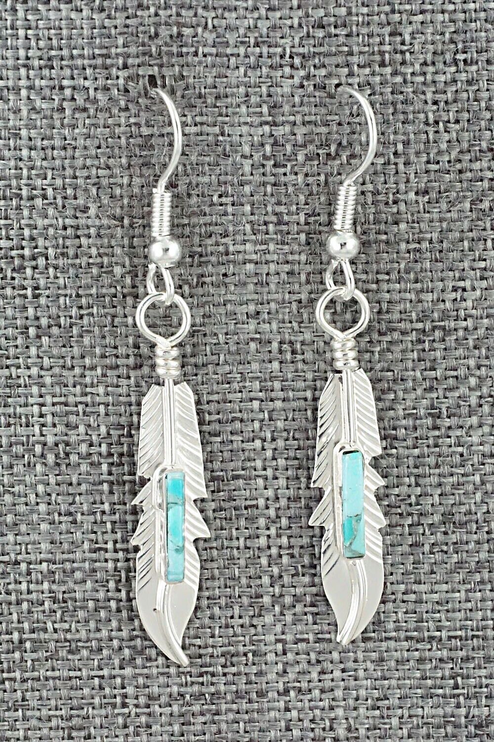 Turquoise & Sterling Silver Inlay Earrings - Allen Barney