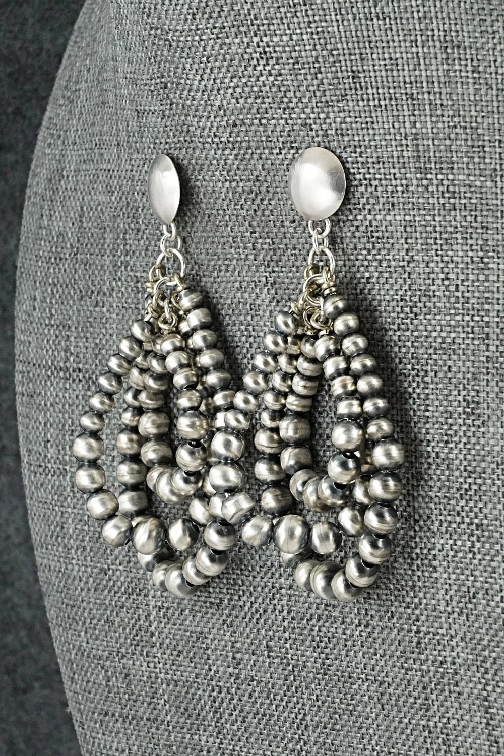 Sterling Silver Navajo Pearl Earrings - Dorinda Mariano