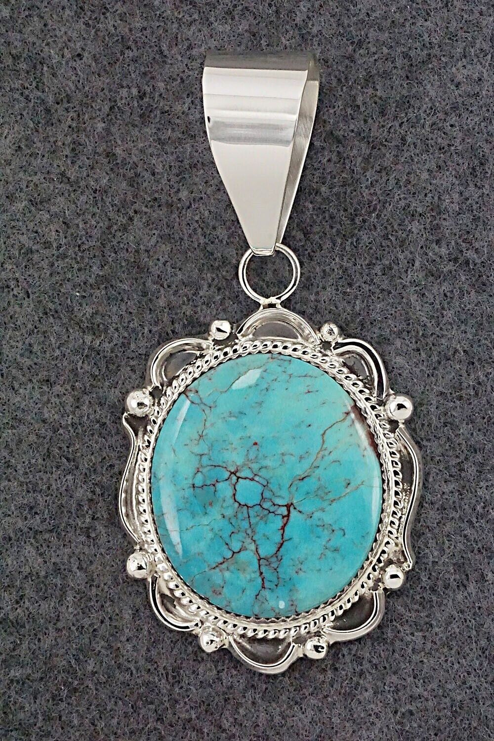 Turquoise and Sterling Silver Pendant - Leslie Nez