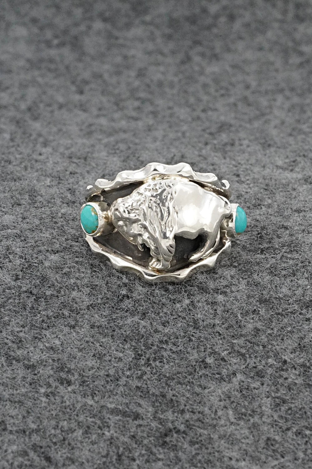Turquoise & Sterling Silver Ring - Genevieve Francisco - Size 11.5