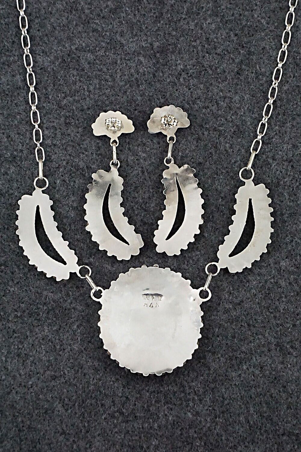 Turquoise & Sterling Silver Necklace and Earrings Set - Vergie Lonjose