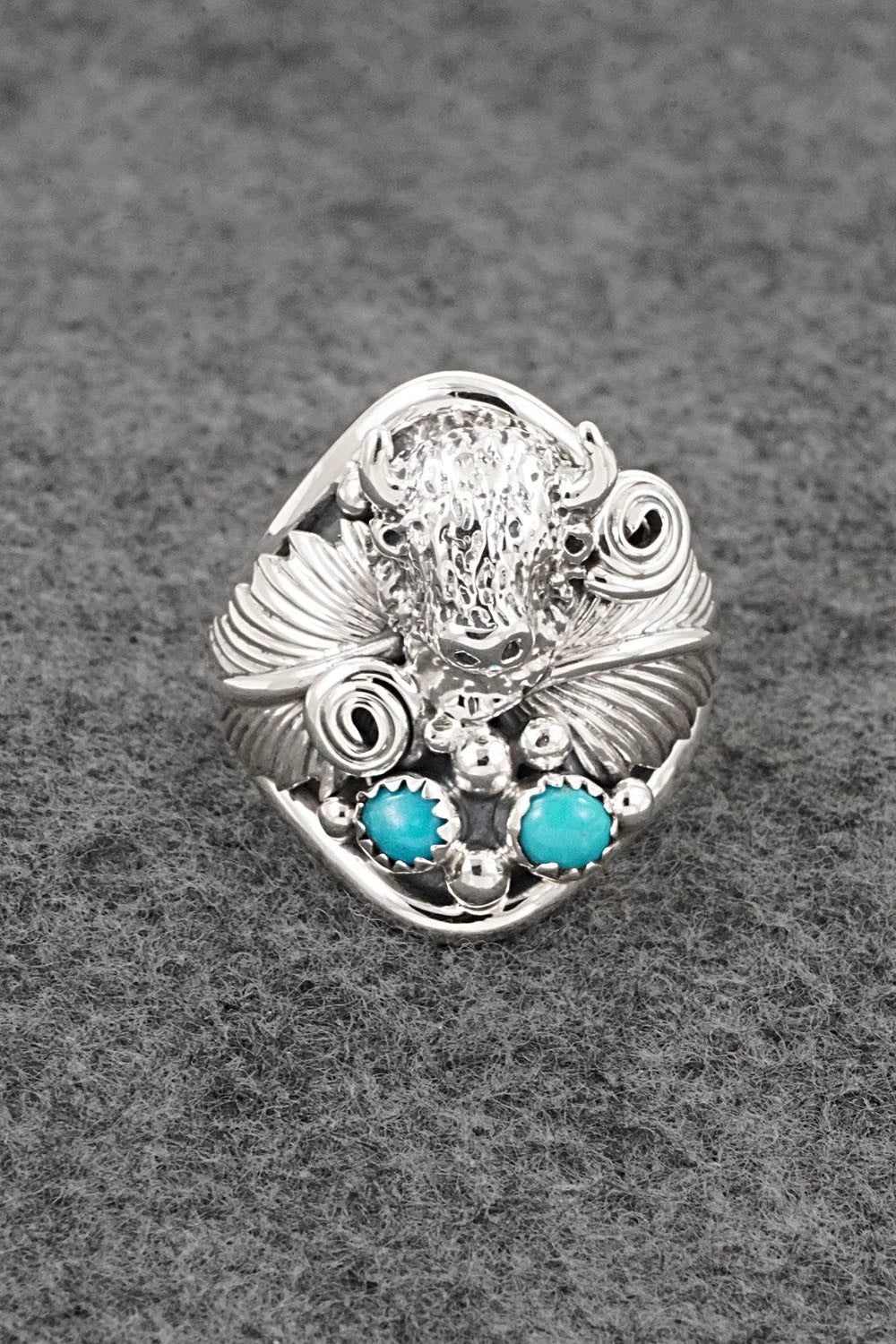 Turquoise & Sterling Silver Ring - Darrell Morgan - Size 13.5