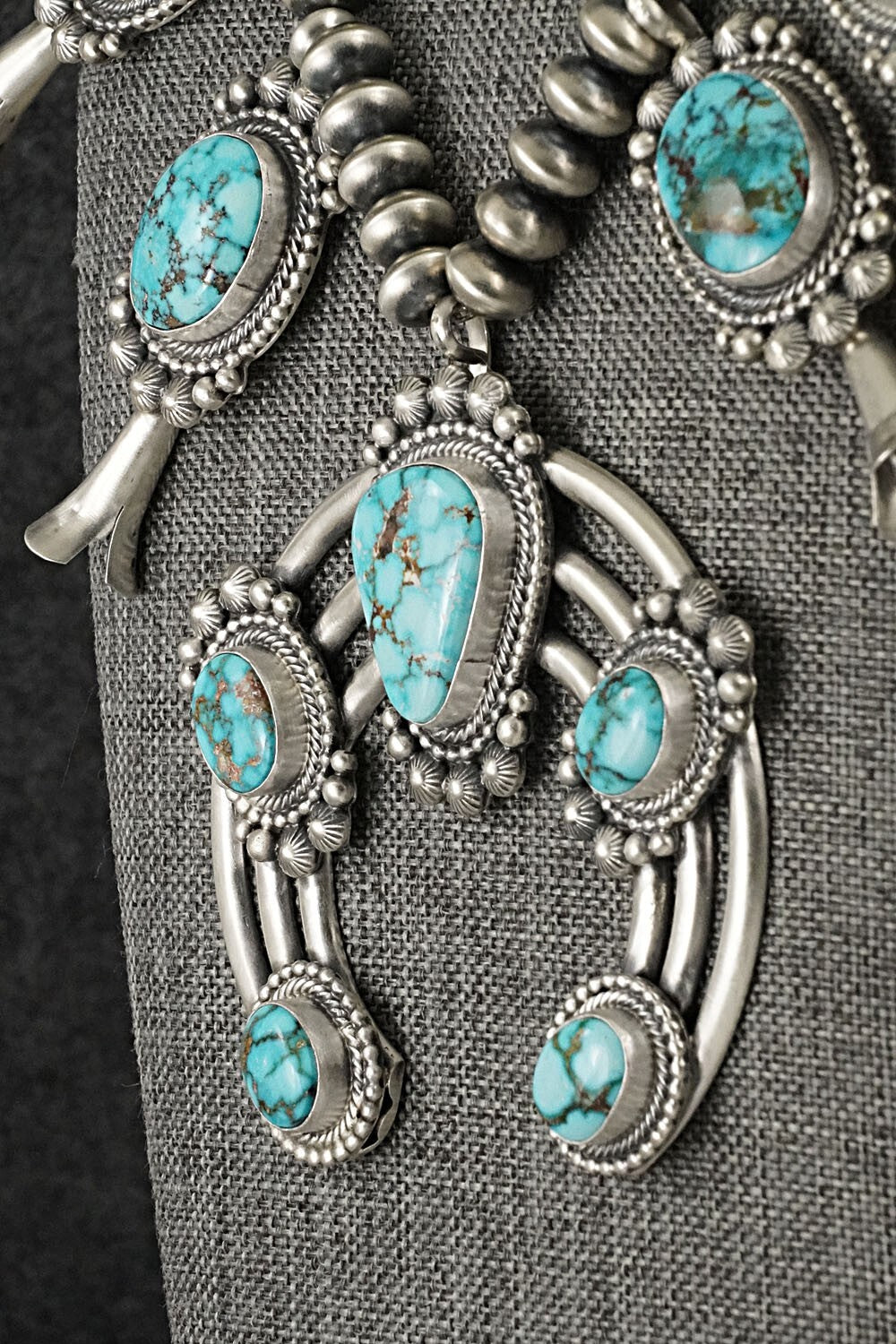 Turquoise & Sterling Silver Squash Blossom Set - Tom Lewis