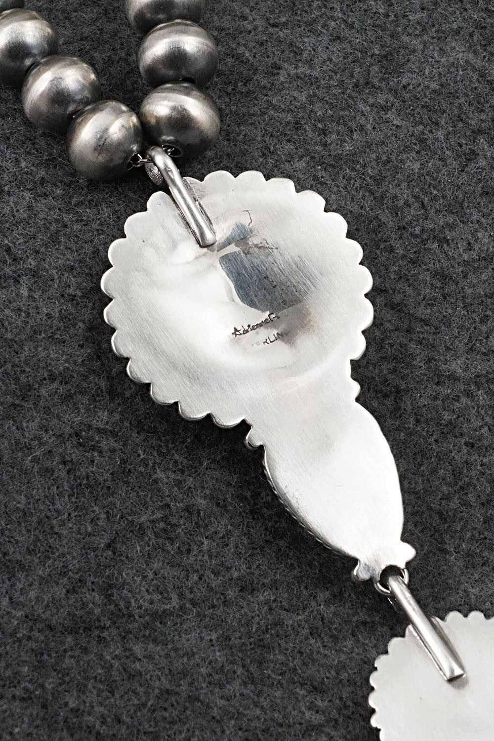 Turquoise & Sterling Silver Navajo Pearl Necklace - Adrienne Gordon