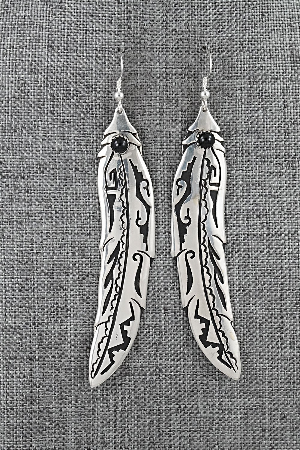 Onyx & Sterling Silver Earrings - Rosita Singer