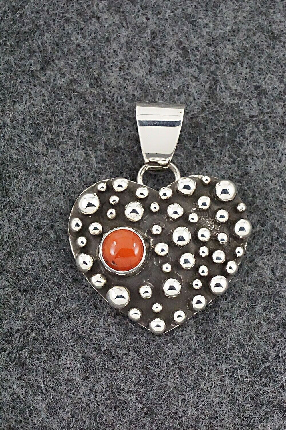 Coral & Sterling Silver Pendant - Raymond Coriz