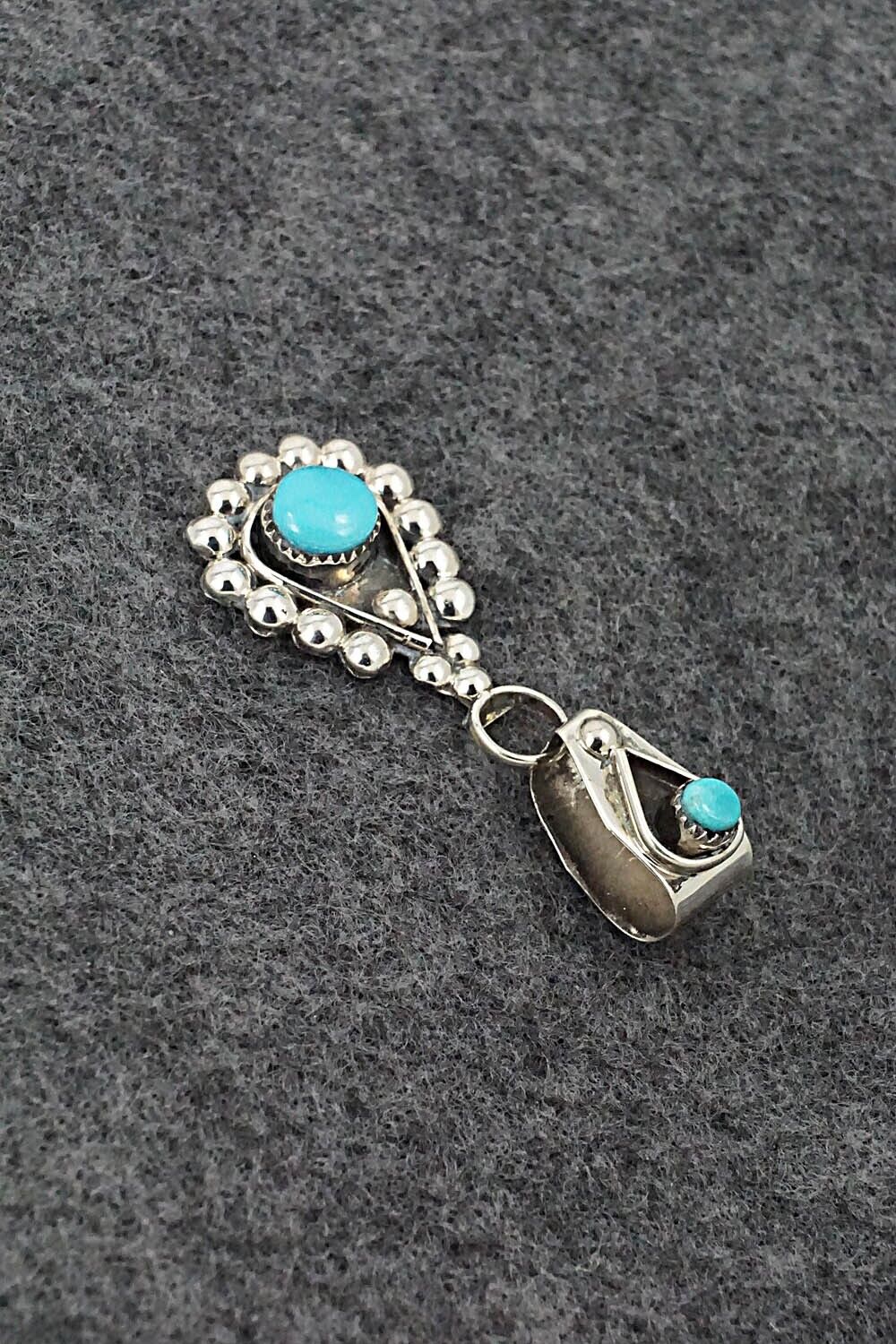 Turquoise and Sterling Silver Pendant - Verdie Booqua