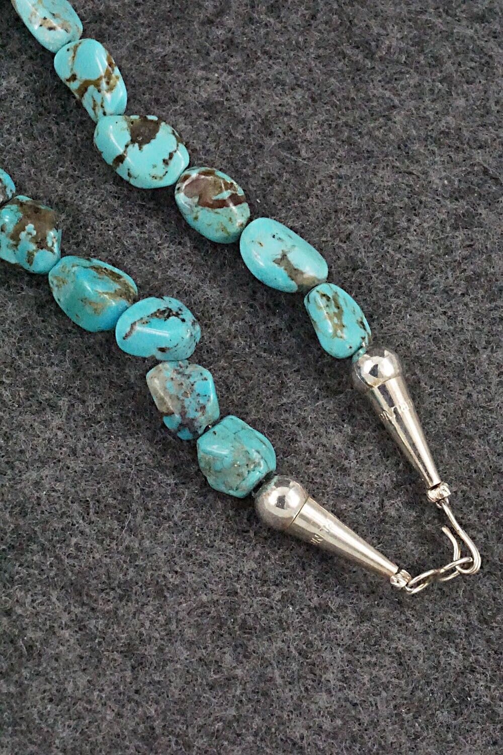 Turquoise & Sterling Silver Necklace 48" - Doreen Jake