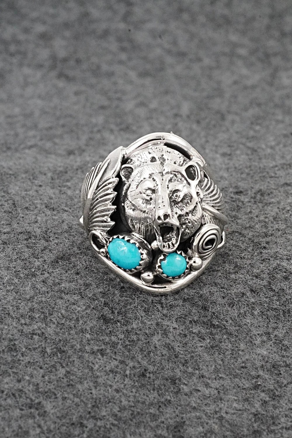 Turquoise & Sterling Silver Ring - Darrell Morgan - Size 10.75