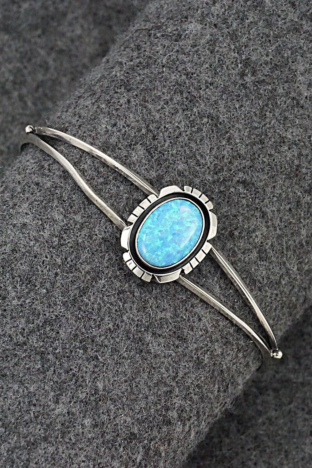 Opalite & Sterling Silver Bracelet - Amos Begay