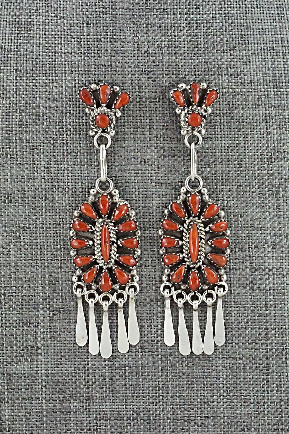 Coral & Sterling Silver Earrings - George Gasper