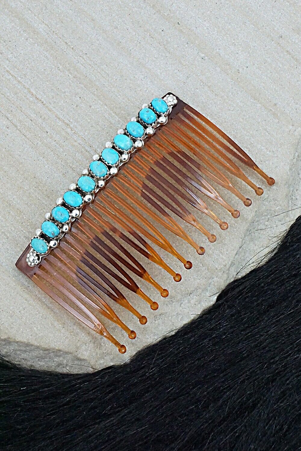 Turquoise & Sterling Silver Hair Combs - Martin Muskett