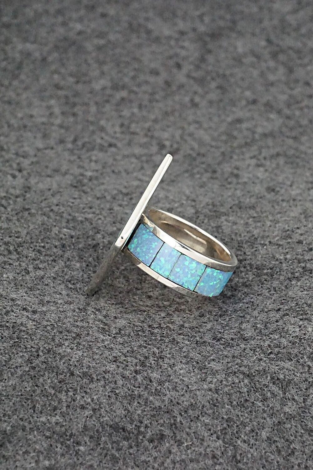 Opalite & Sterling Silver Inlay Ring - Elliot Coonsis - Size 9