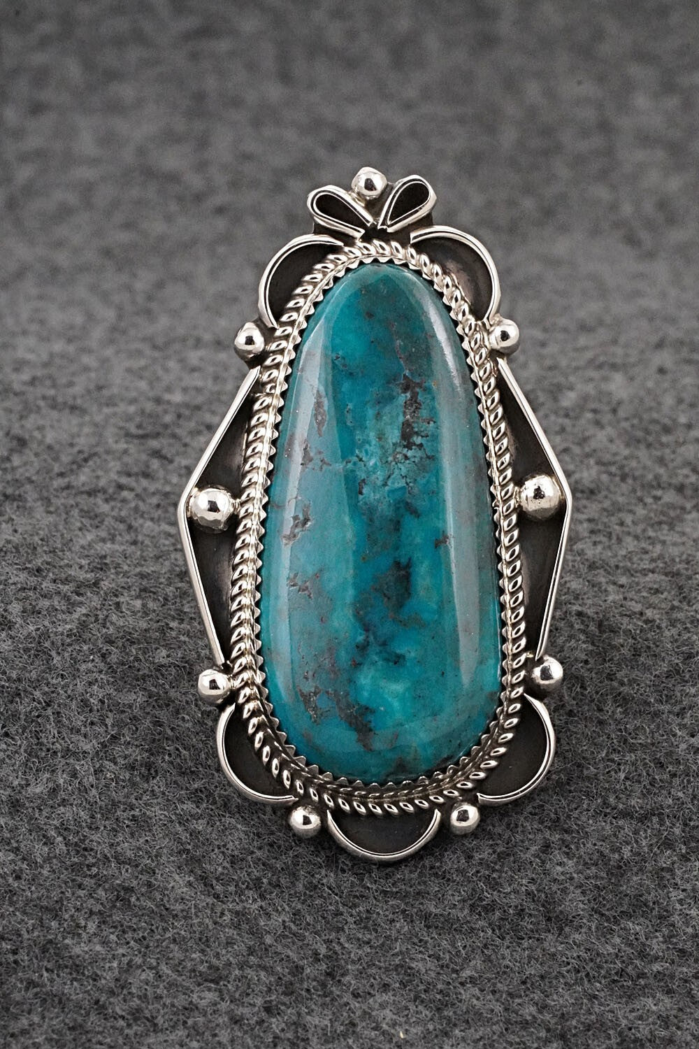 Turquoise & Sterling Silver Ring - Leslie Nez - Size 10.5