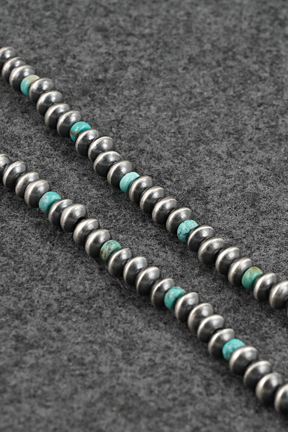Turquoise & Sterling Silver Navajo Pearl Necklace 24" - Tonisha Haley