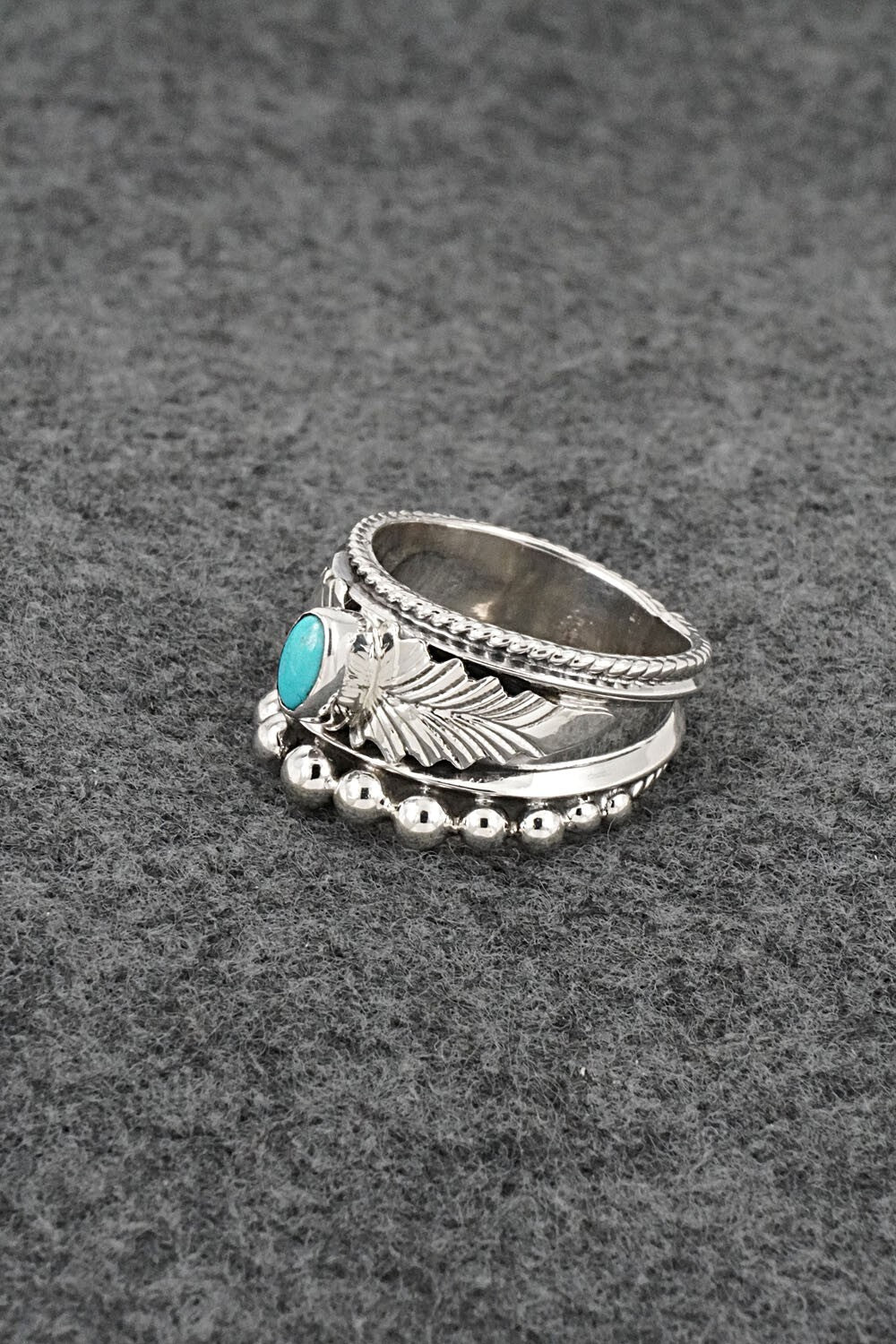 Turquoise & Sterling Silver Ring - Tom Lewis - Size 8.5