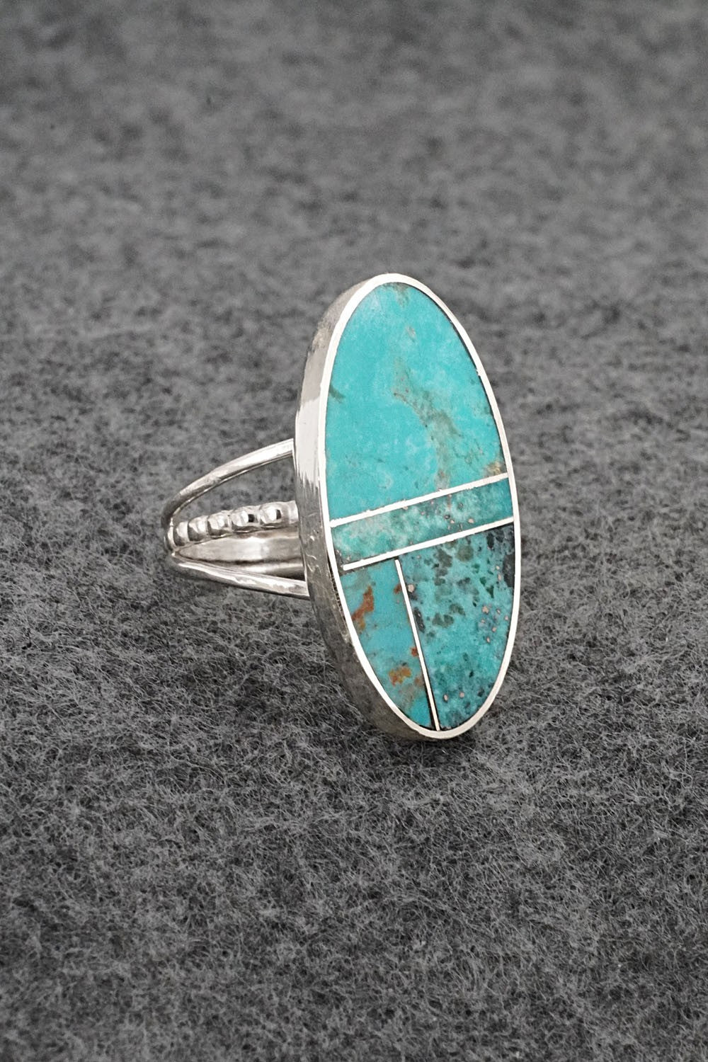 Turquoise & Sterling Silver Ring - Harold Smith - Size 8