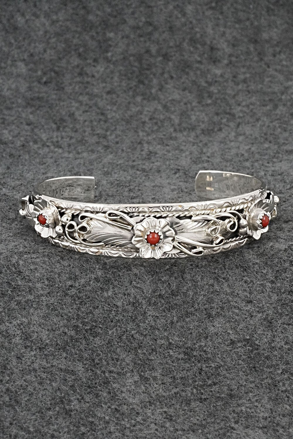 Coral & Sterling Silver Bracelet - Bessie Joe
