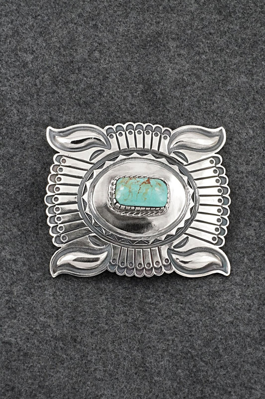 Turquoise & Sterling Silver Belt Buckle - Roland Dixson