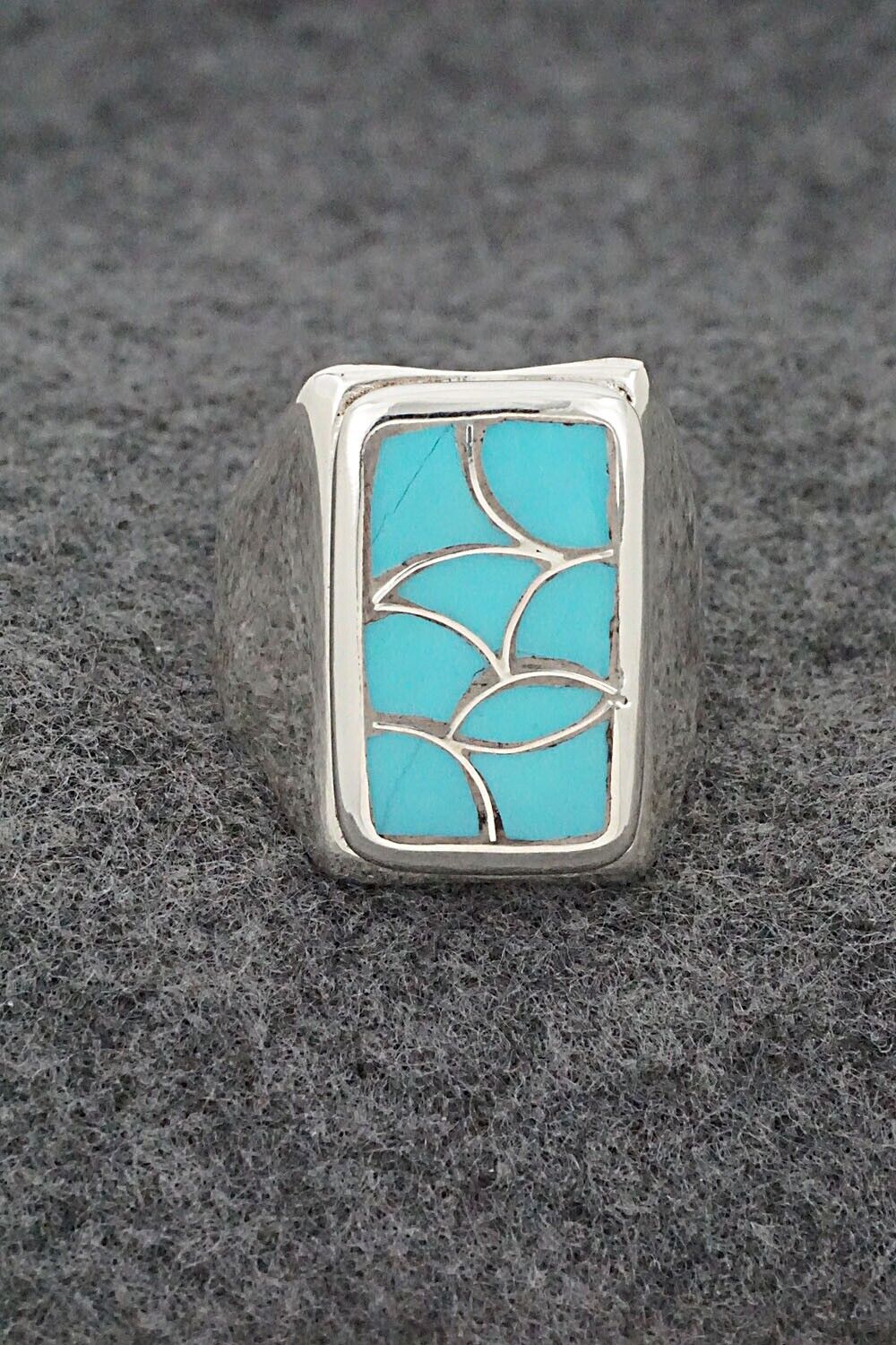 Turquoise & Sterling Silver Ring - Orena Leekya - Size 10.5