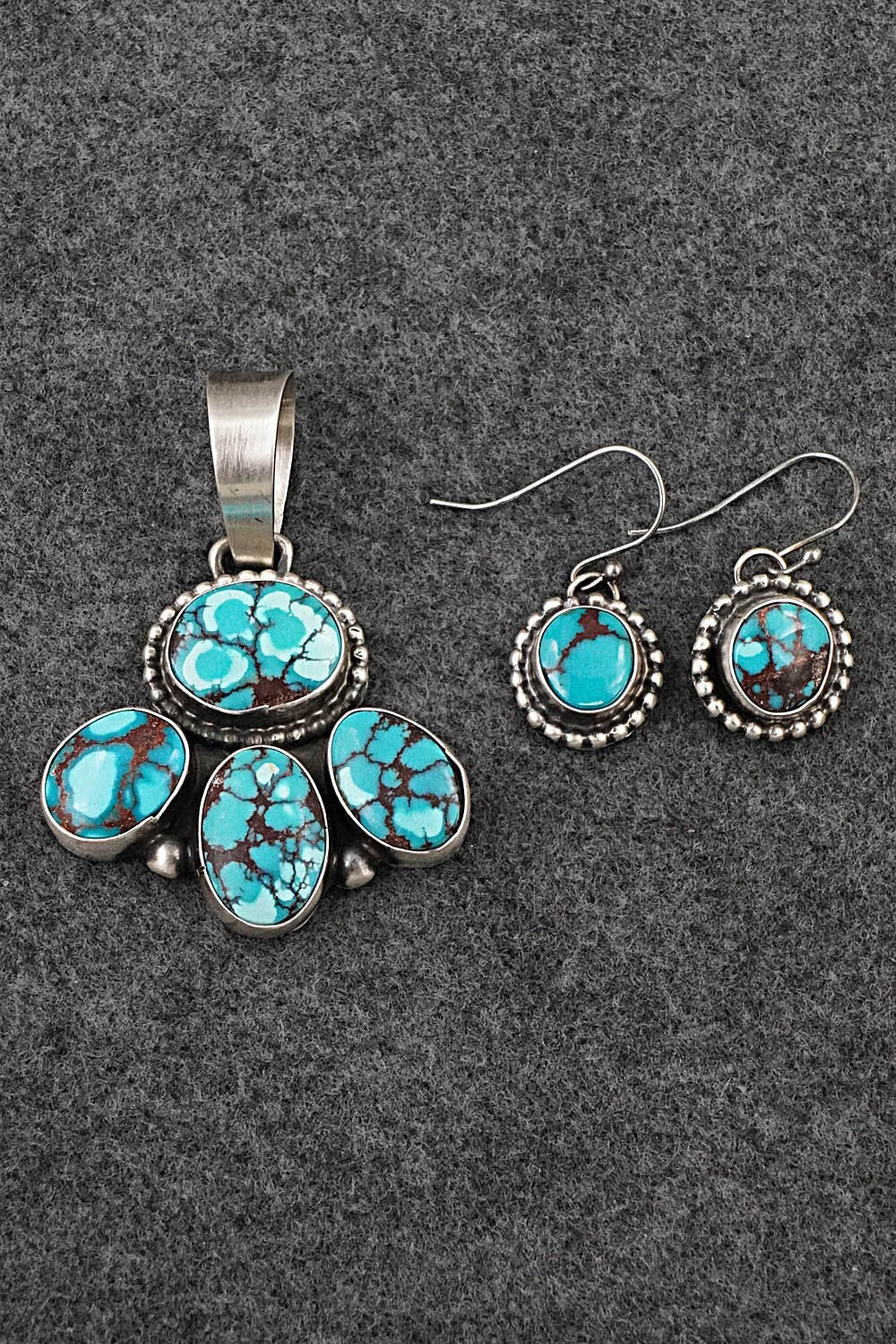 Turquoise & Sterling Silver Pendant and Earrings Set - Bobby Johnson