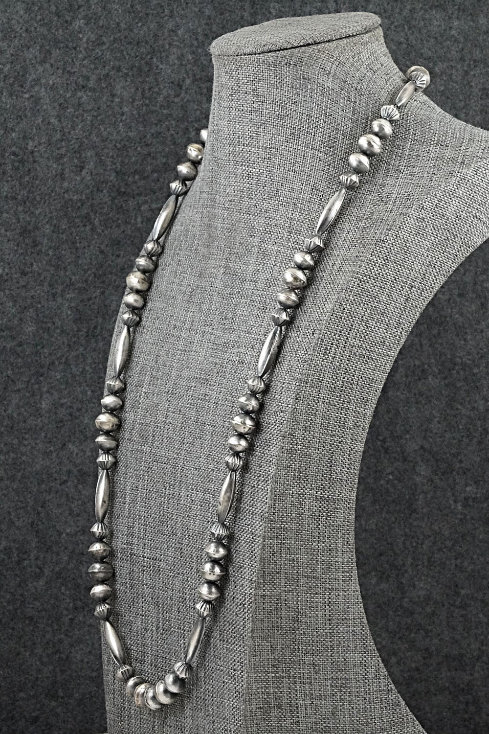 Sterling Silver Navajo Pearl Necklace 28" - Vintage