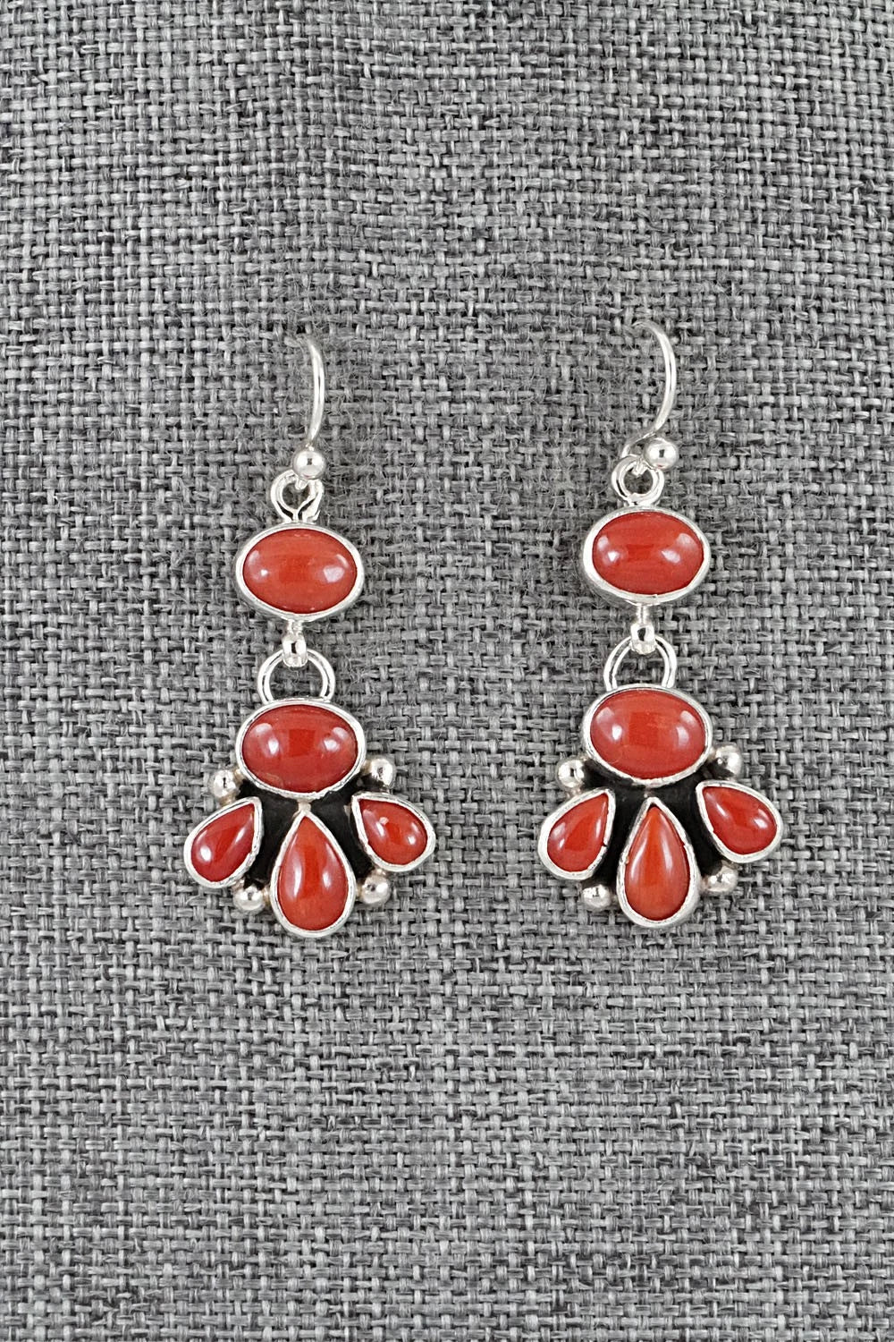 Coral & Sterling Silver Earrings