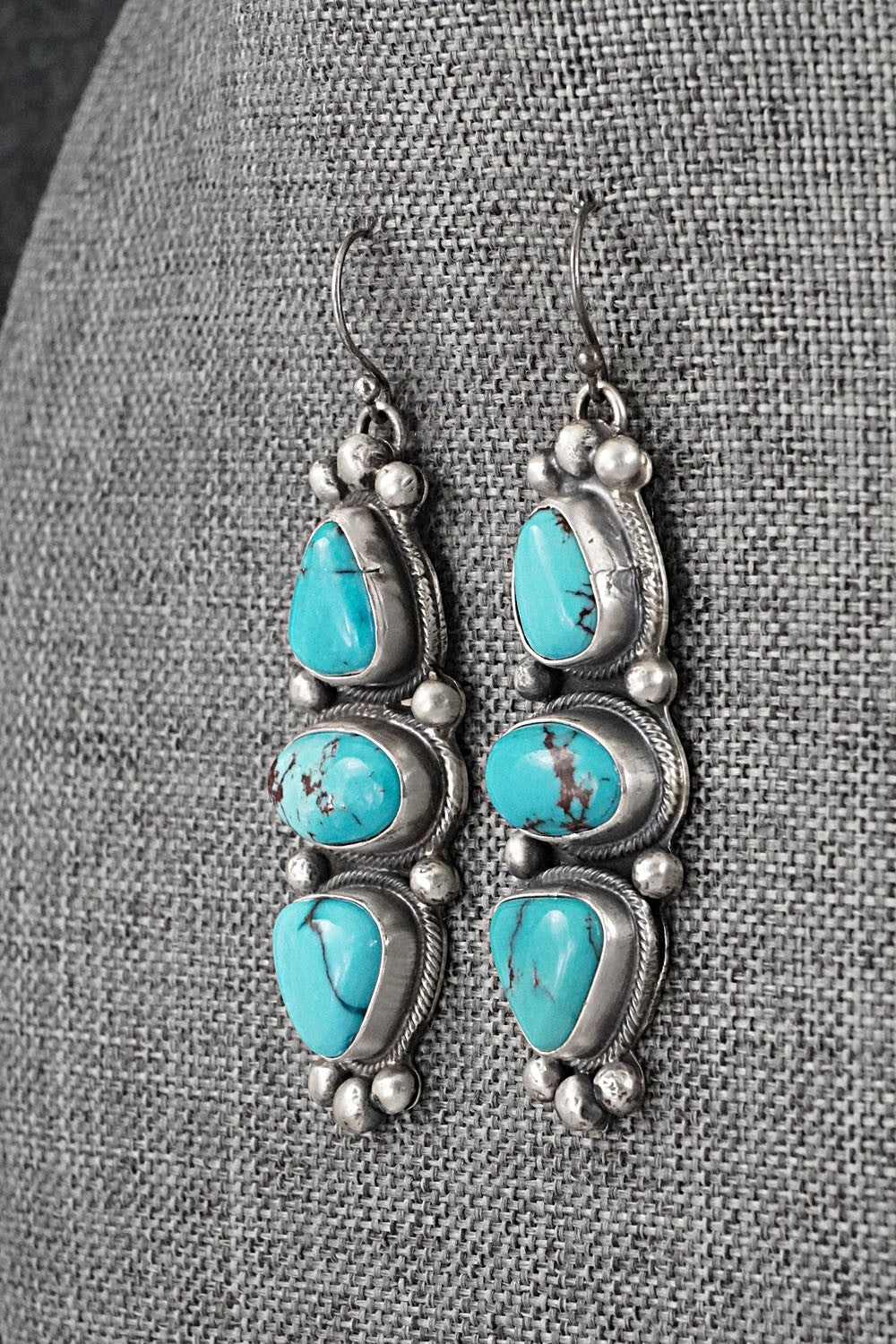 Turquoise & Sterling Silver Squash Blossom Set - Bobby Johnson