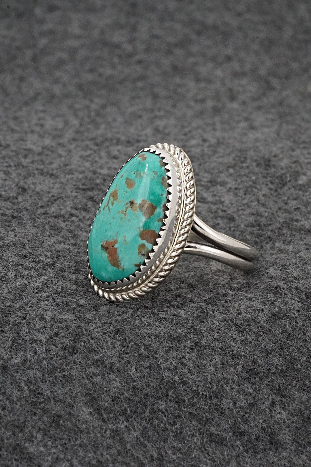 Turquoise & Sterling Silver Ring - Leslie Nez - Size 11