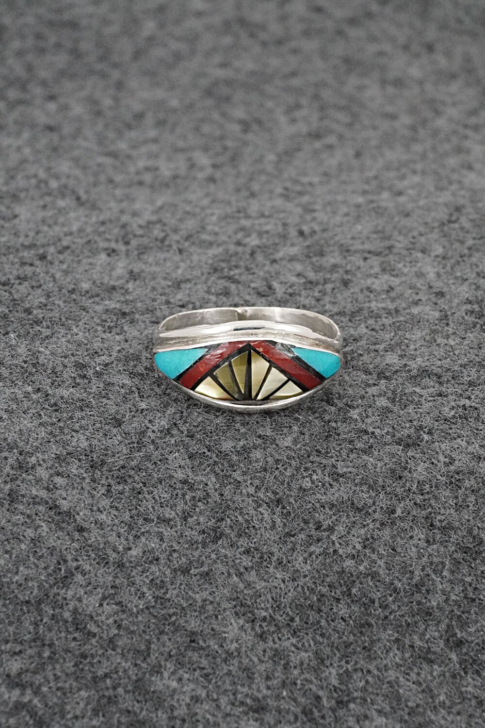 Multi-Stone & Sterling Silver Inlay Ring - Ola Eriacho - Size 8