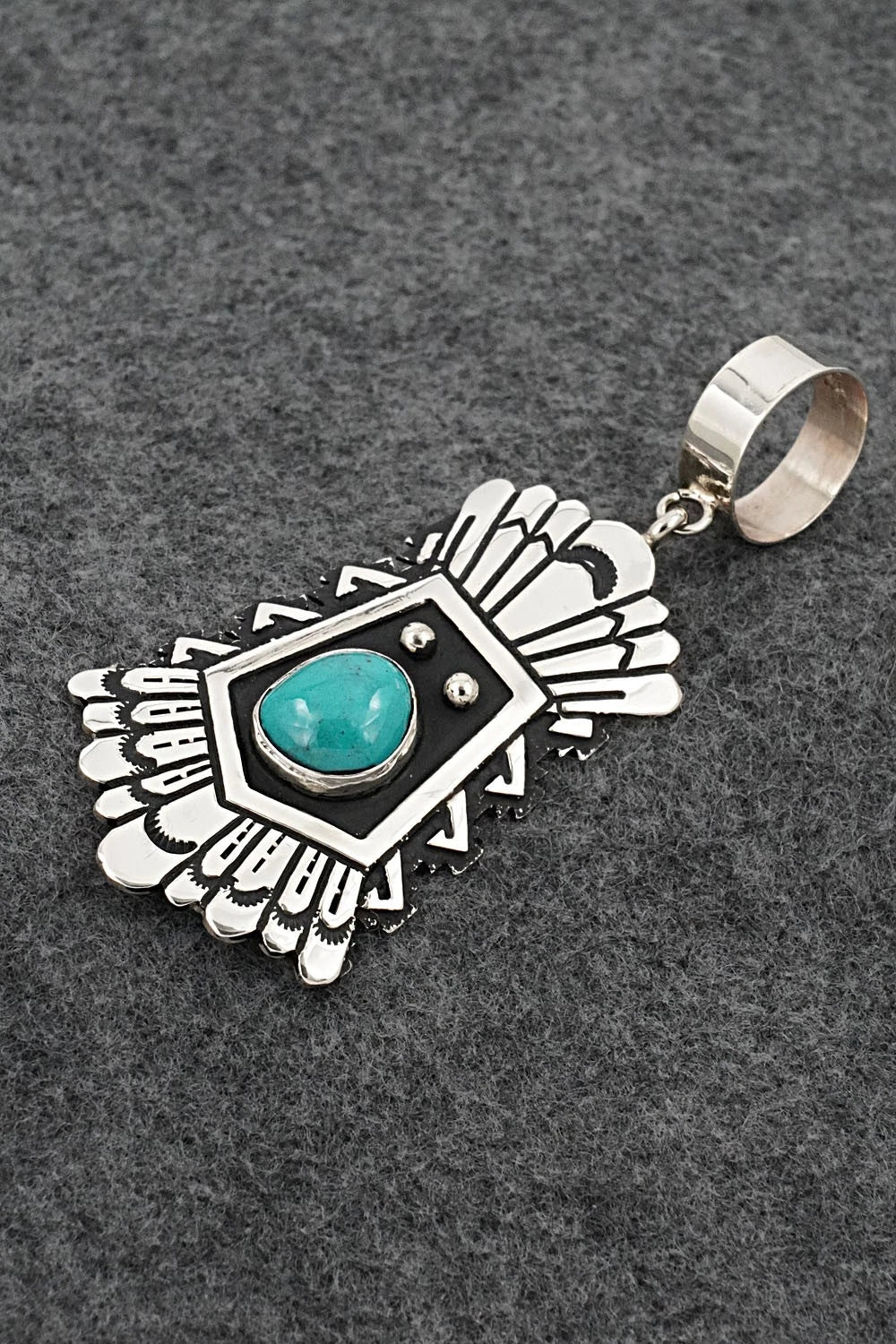 Turquoise & Sterling Silver Pendant - Rosita Singer