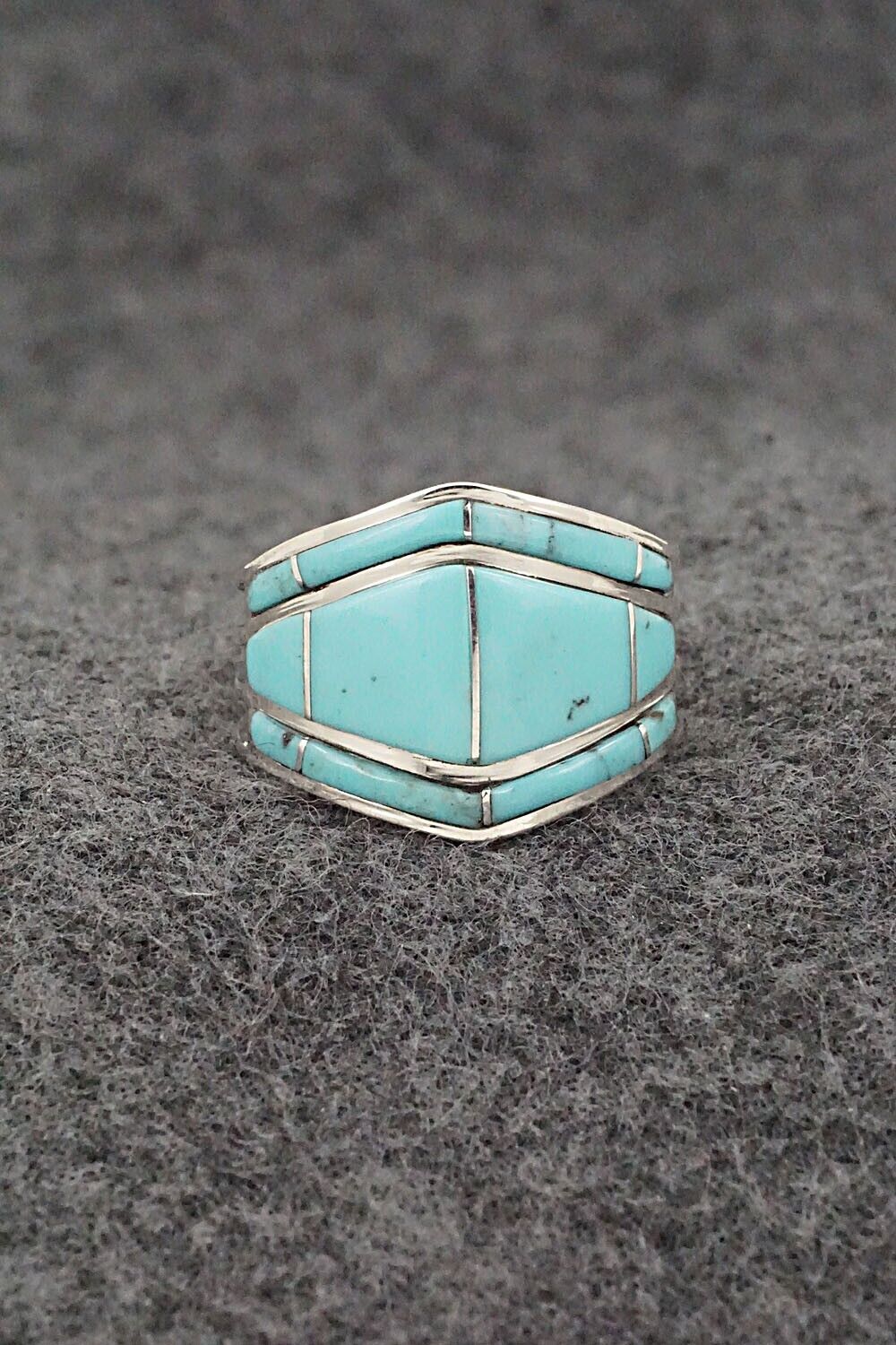 Turquoise & Sterling Silver Ring - Andrew Enrico - Size 9.5