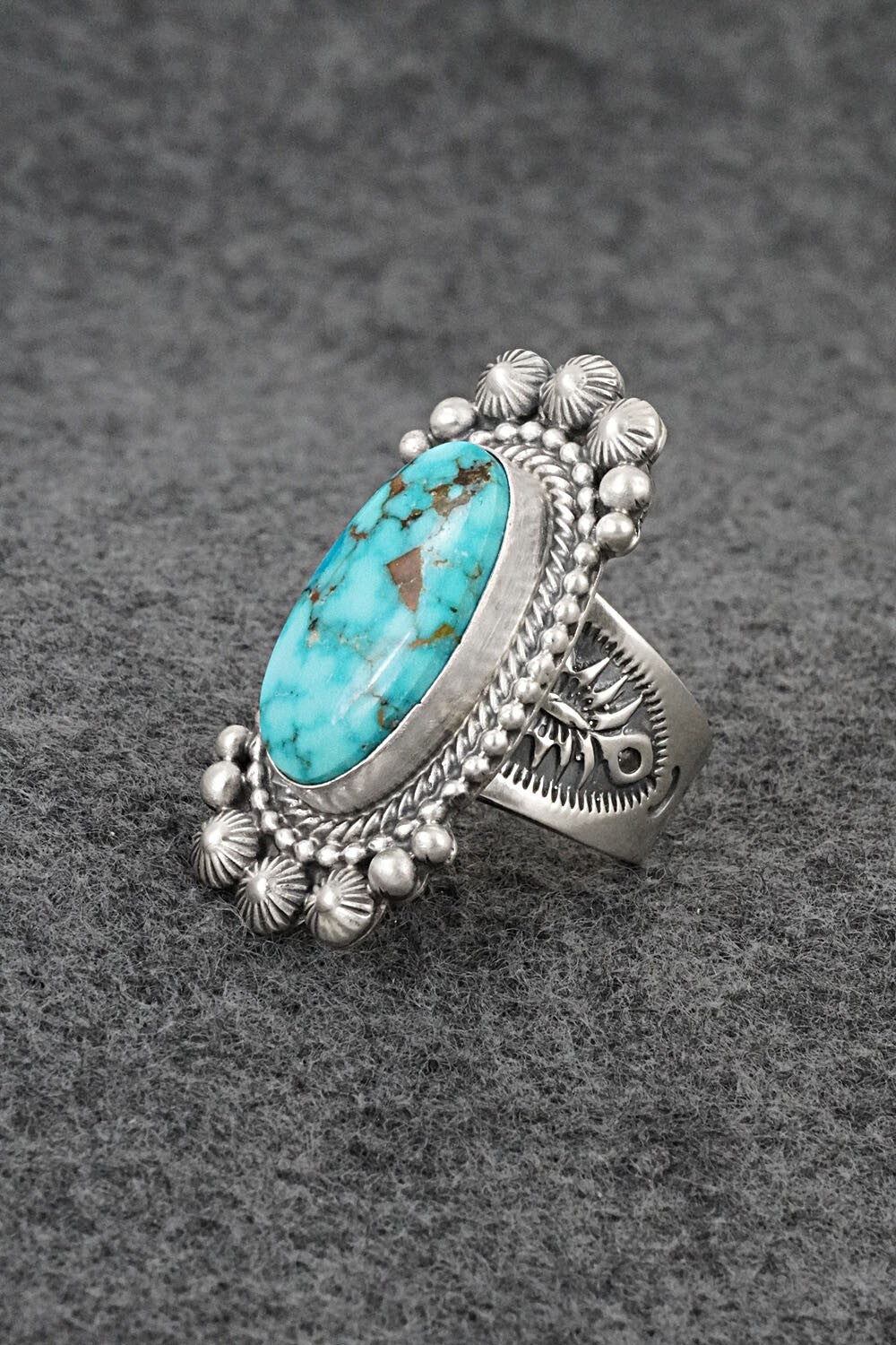 Turquoise & Sterling Silver Ring - Tom Lewis - Size 8