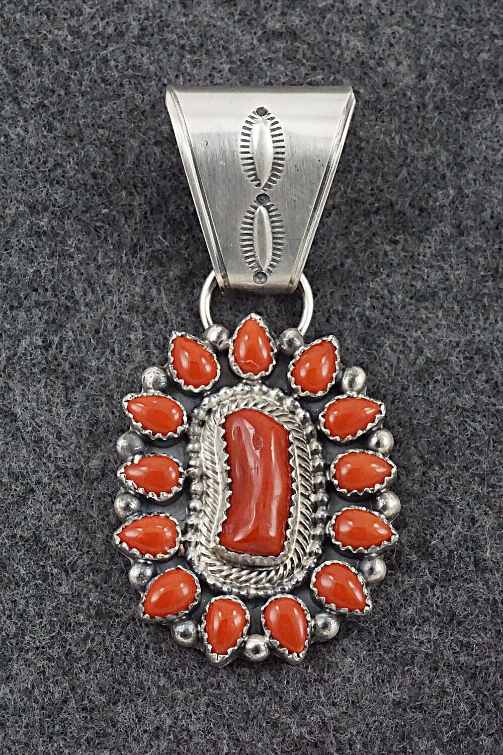 Coral & Sterling Silver Pendant - Tom Lewis