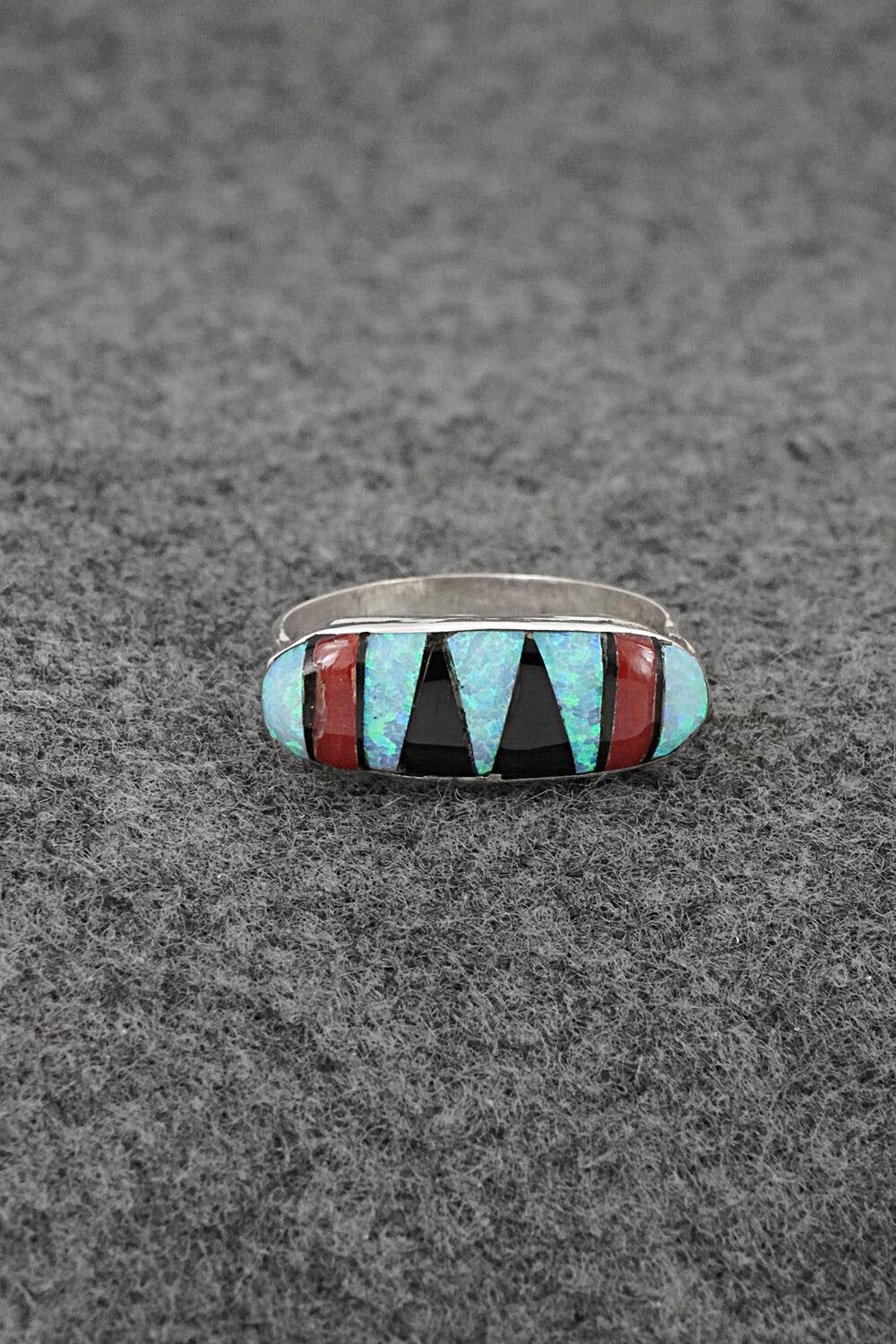 Multi-Stone & Sterling Silver Inlay Ring - Ola Eriacho - Size 8