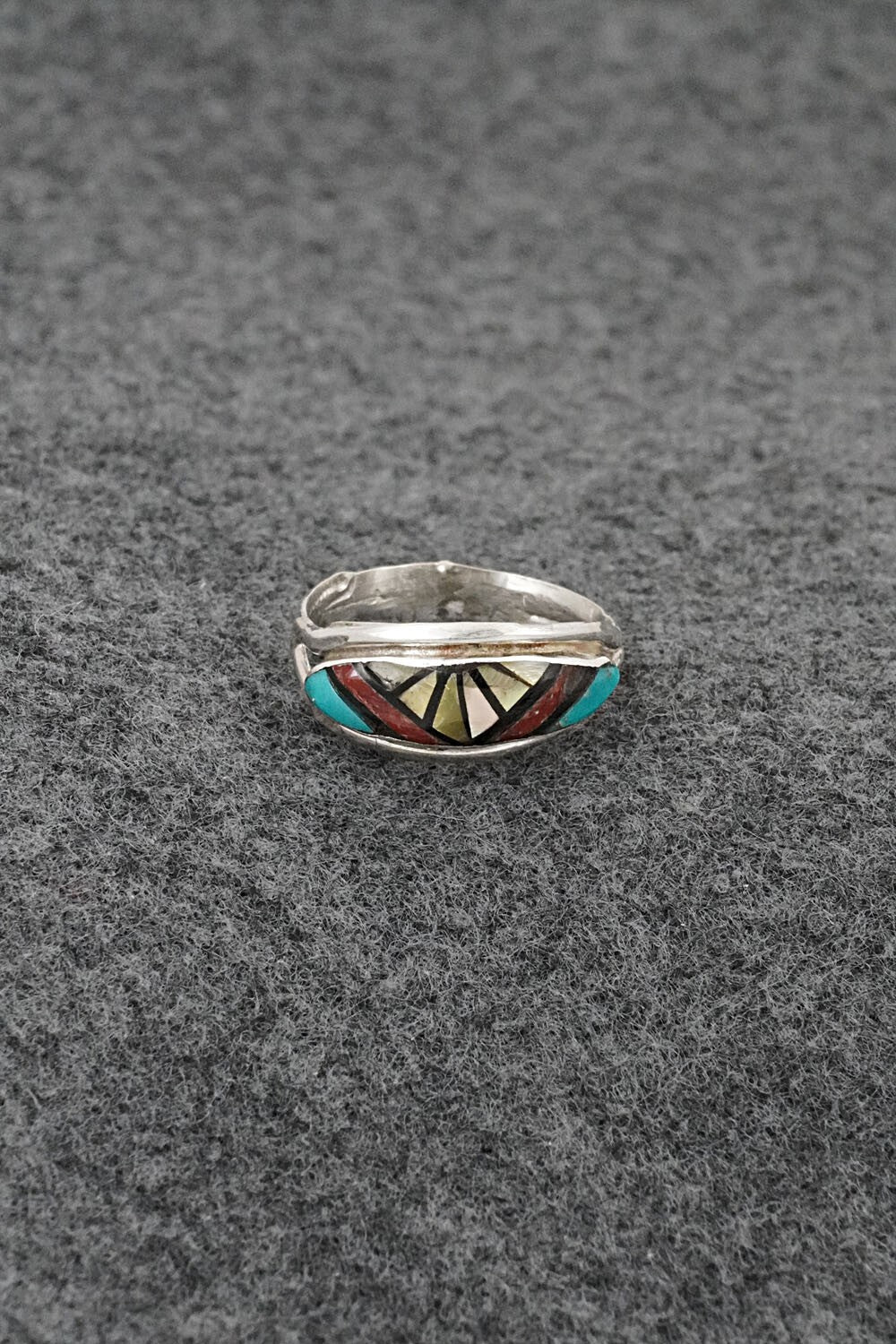 Multi-Stone & Sterling Silver Inlay Ring - Ola Eriacho - Size 7