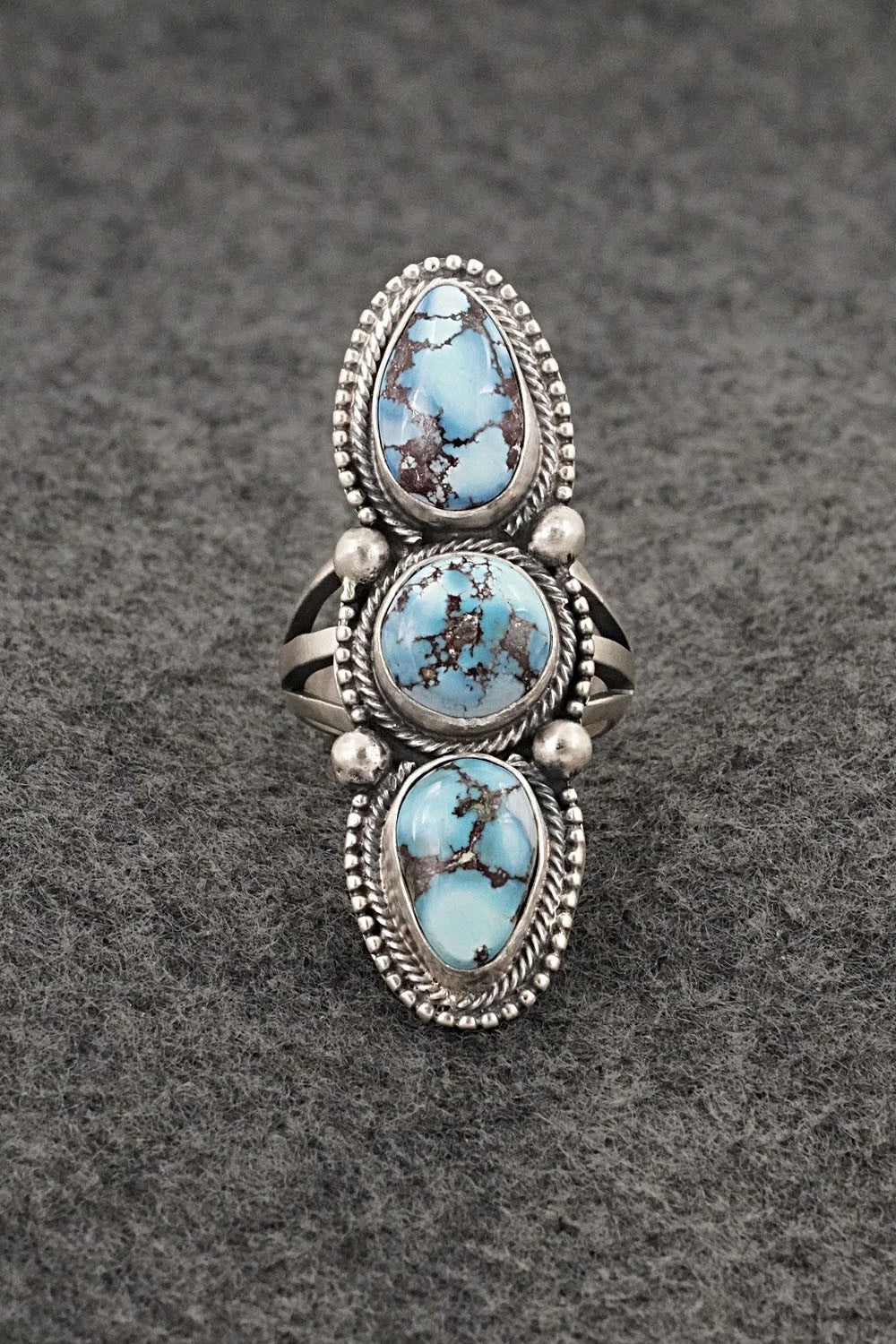 Turquoise & Sterling Silver Ring - Bobby Johnson - Size 7.5