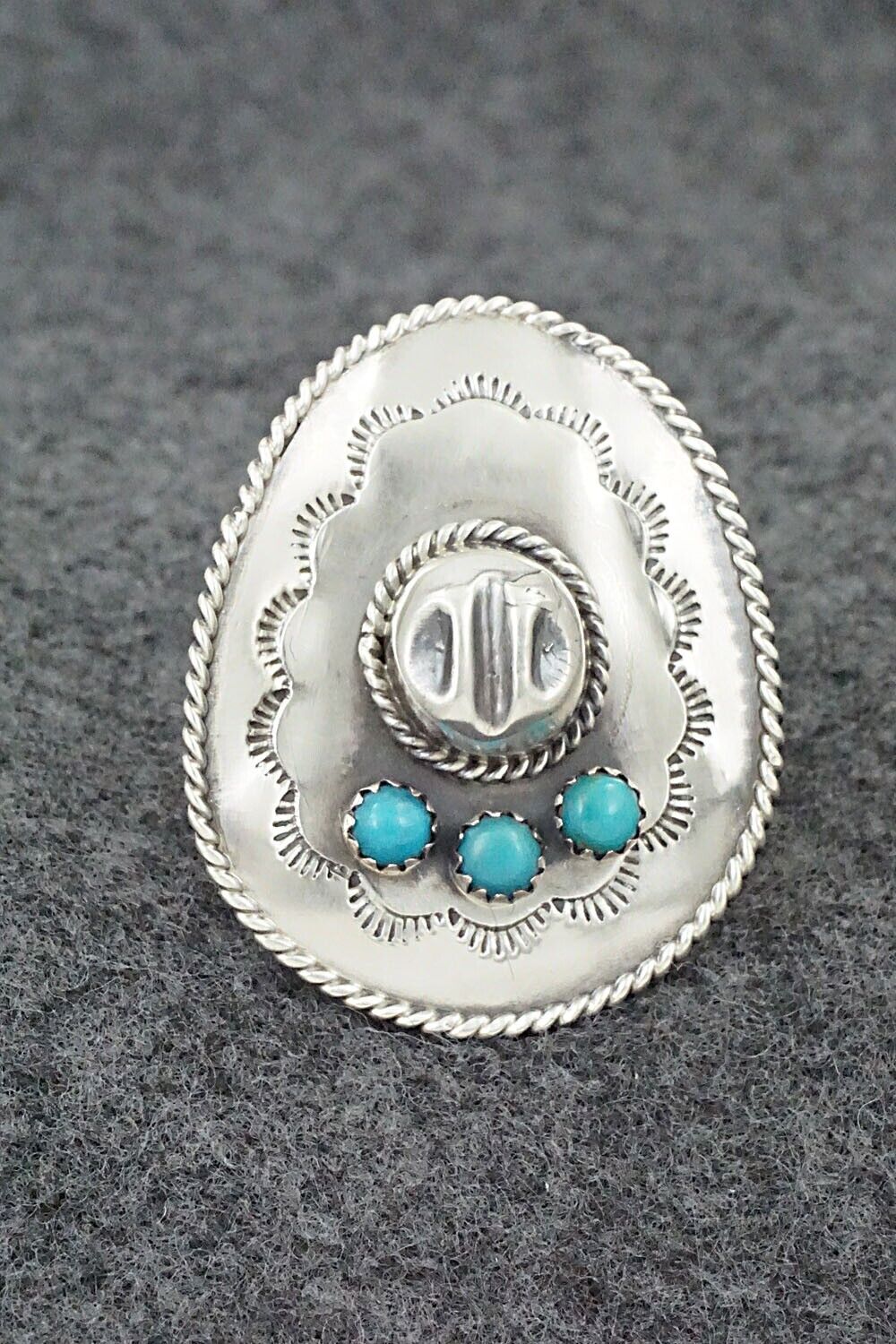 Turquoise & Sterling Silver Ring - Bobby Platero - Size 6.5