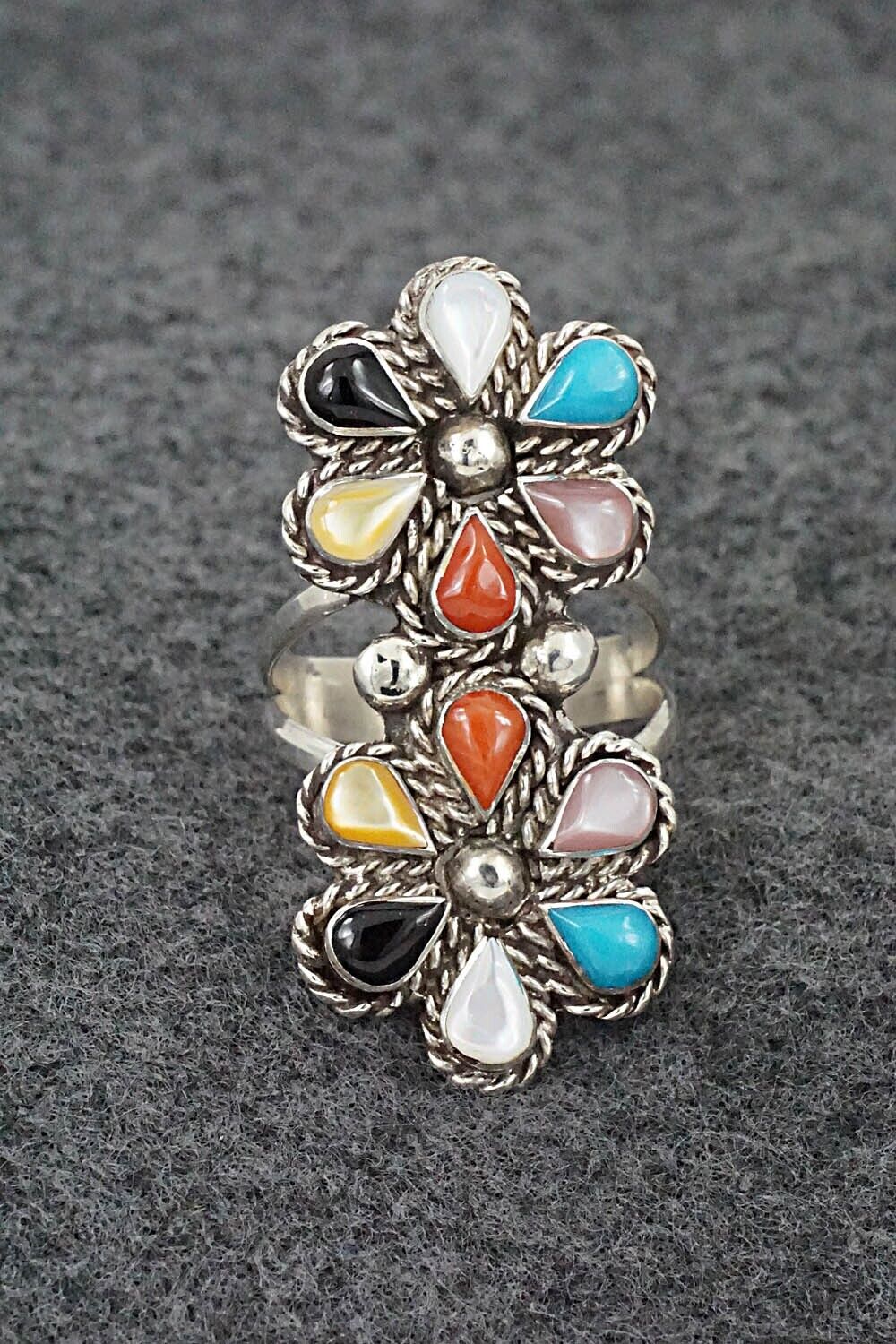 Multi-Stone & Sterling Silver Ring - Gina Dosedo - Size 8.5
