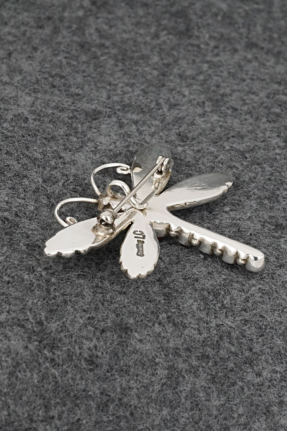 Coral & Sterling Silver Pendant/Pin - Lee Charlie