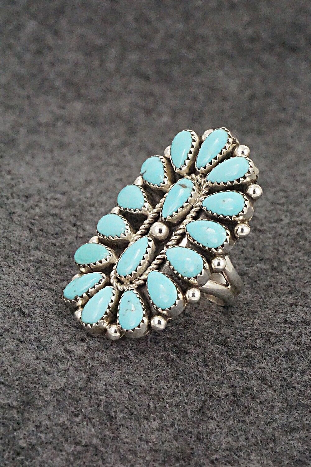 Turquoise & Sterling Silver Ring - Rodney Notah - Size 8