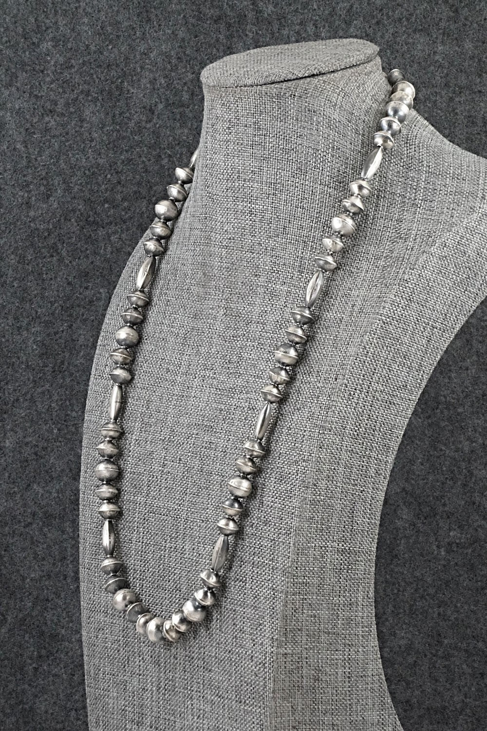 Sterling Silver Navajo Pearl Necklace 22" - Vintage
