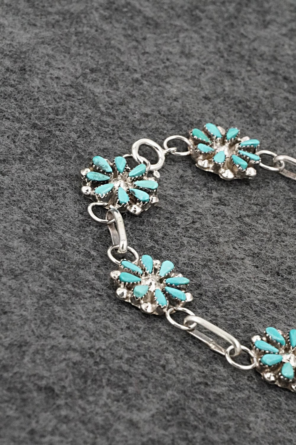 Turquoise & Sterling Silver Link Bracelet - David Leekity