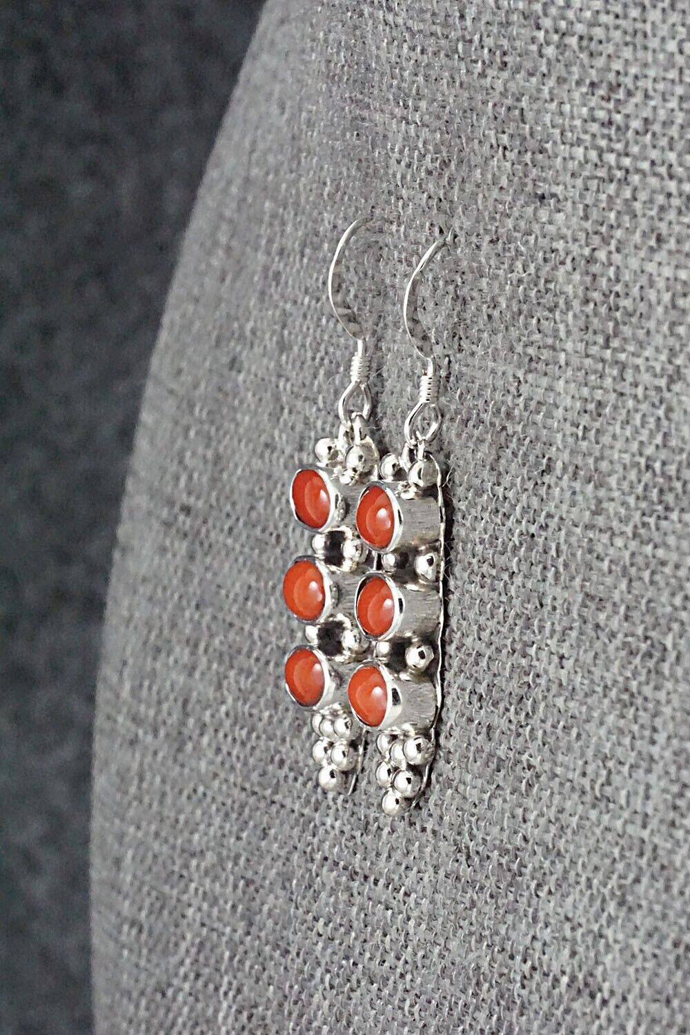 Coral & Sterling Silver Earrings - Verley Betone
