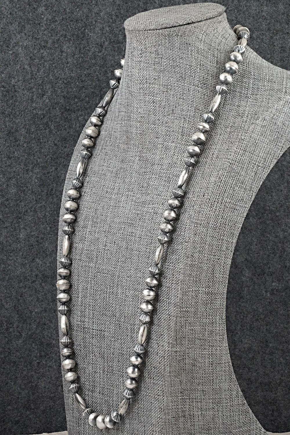 Sterling Silver Navajo Pearl Necklace 26" - Vintage