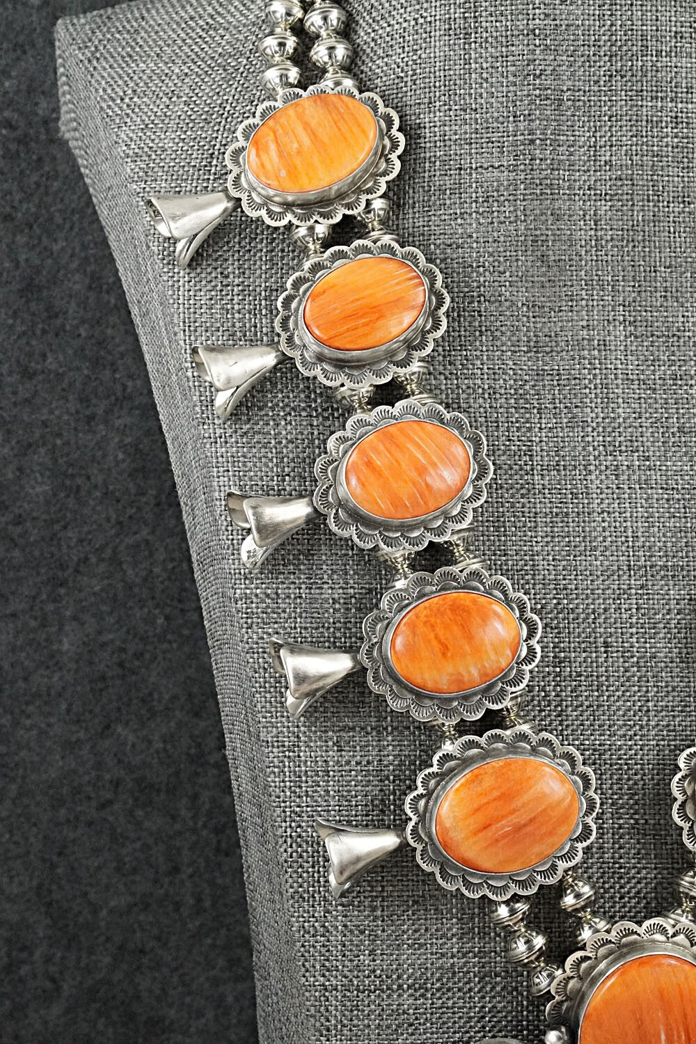 Spiny Oyster & Sterling Silver Squash Blossom Set - Mark Yazzie