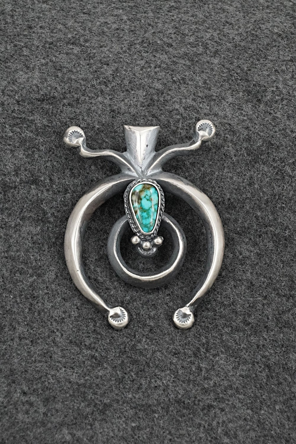 Turquoise & Sterling Silver Naja Pendant - Harrison Bitsue